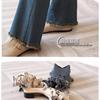 Plus Size High Waist American Micro Flare Jeans for Women with Elastic, Slimming Fit, Split and Raw Hem.