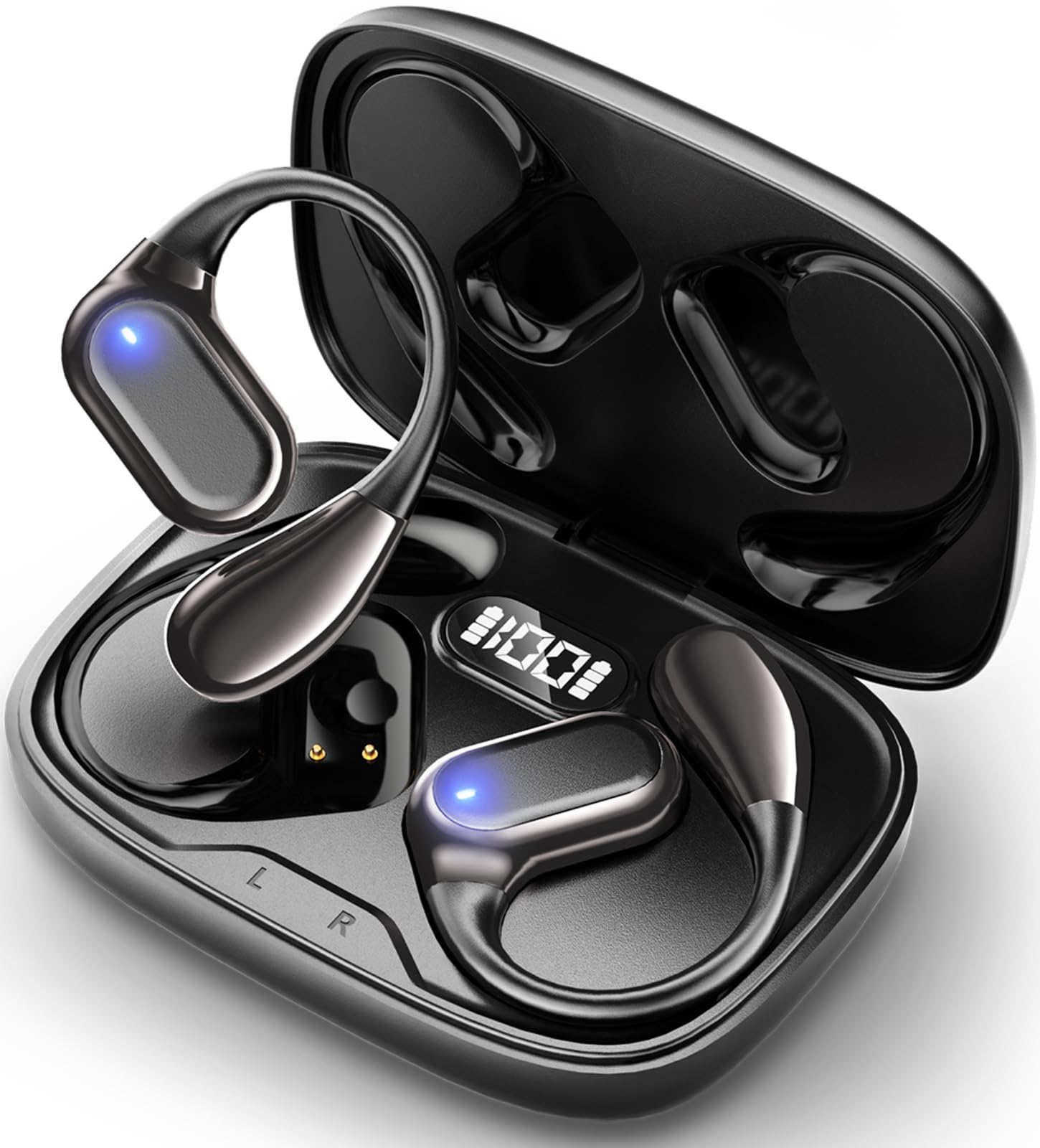 

Aetyt Bluetooth Wireless Air Bluetooth Instant Single or Fast Compact and Automatic with ENC Compatible with Earbuds, Ear-Hook Earphones, Open-Ear,