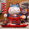 Ornament samurai japonez de 9 inch, ceramică, Maneki Neko, pisica norocoasă, pușculiță, cutie de bani, decorație pentru mascota, cadou