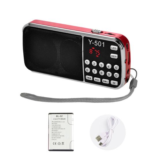 Y-501 FM Radio Digital Support TF Card USB AUX Portable LED Flashlight Audio Music Player Speaker for Mobile Phone