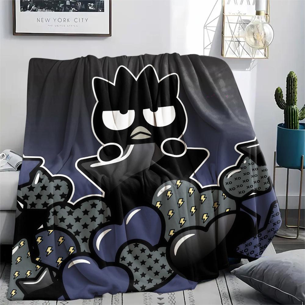 1PC Badtz-Maru Print Flannel Blanket, High quality All Seasons, Home Decor, Warmth and Comfort, Perfect for Christmas Gifts