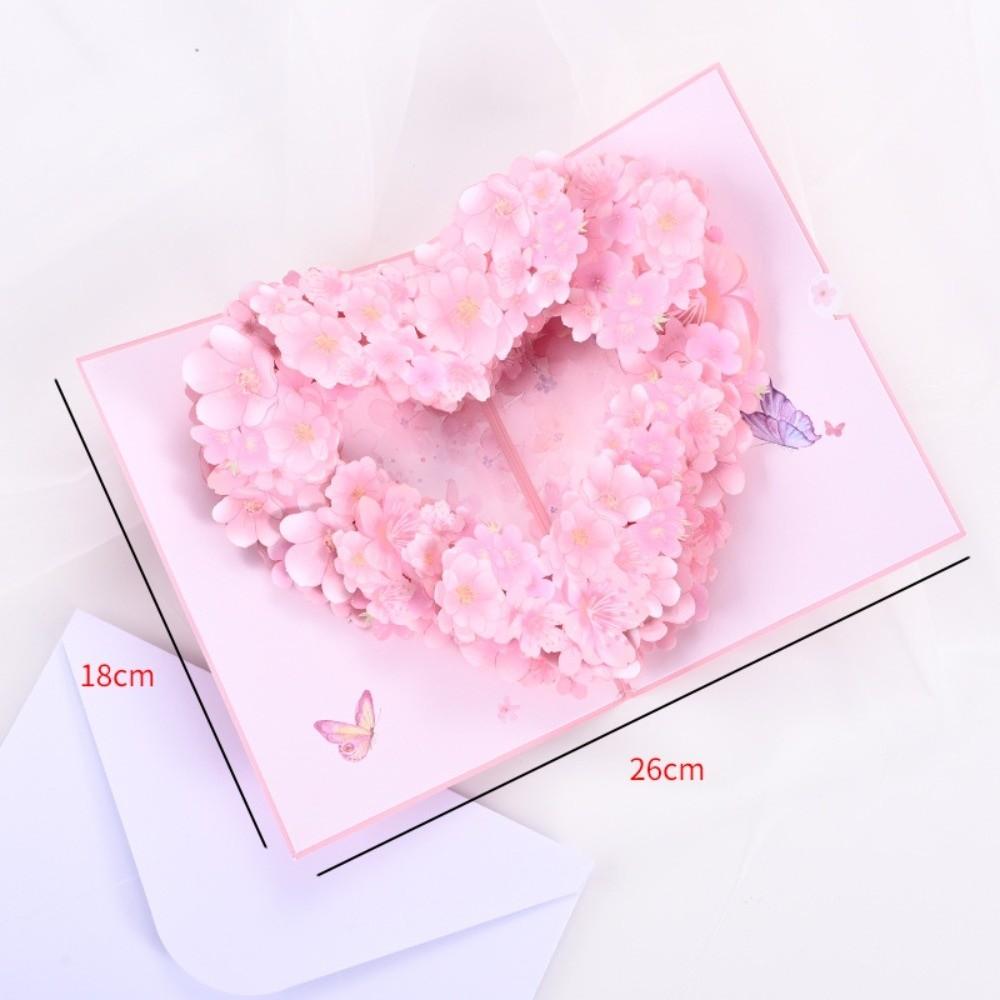 Creative Romantic Theme 3D Pop Up Card Pop-Up Mechanism Handmade Craft Love Postcard Heart Shape Greeting Card Birthday Gift