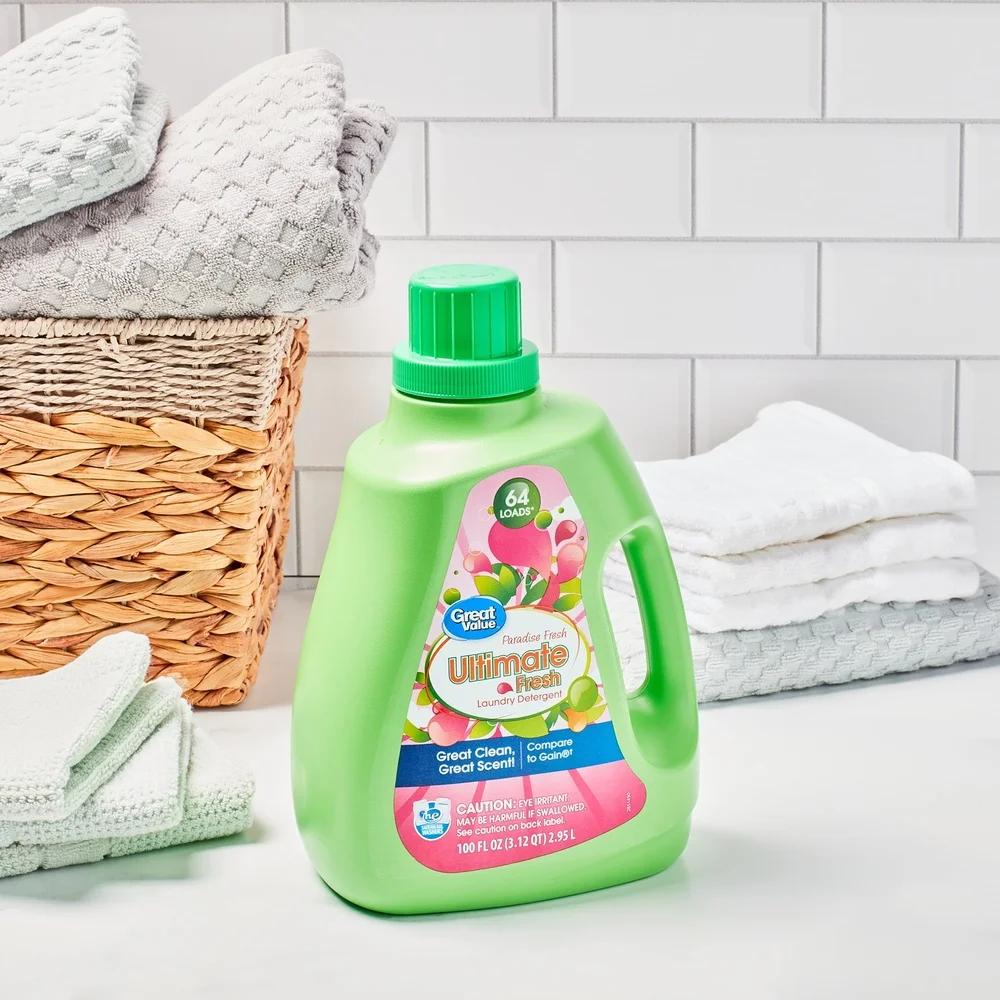 Ultimate Fresh Liquid Laundry Detergent 64 Loads Paradise Fresh Scent HE Compatible Odor Eliminating Brightening Cleans Tough