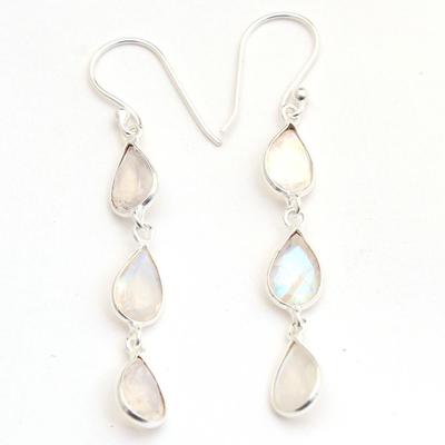 Pietra di luna, Citrino, Granato, Iolite Orecchino in argento, Gioiello fatto a mano in argento sterling 925, Orecchino pendente