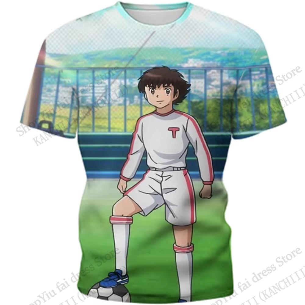 Jersey Blue Anime Captain Tsubasa Soccer 3D Print T-shirt Men Women Fashion Sport Short Sleeve Tshirt Kids Tops Tee Oliver Benji XXS