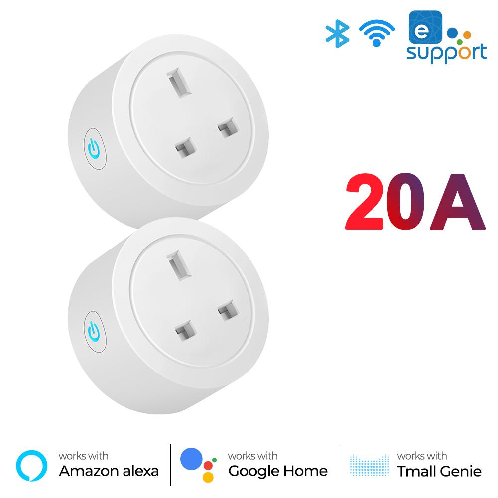 Ewelink 20a Wifi Uk Smart Socket Plug Adapter Wireless Remote Voice Timer Timing App For Google Home Alexa Tmall Genie