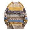 Pull tricoté chaud décontracté à manches longues et col rond pour homme, grande taille, hiver
