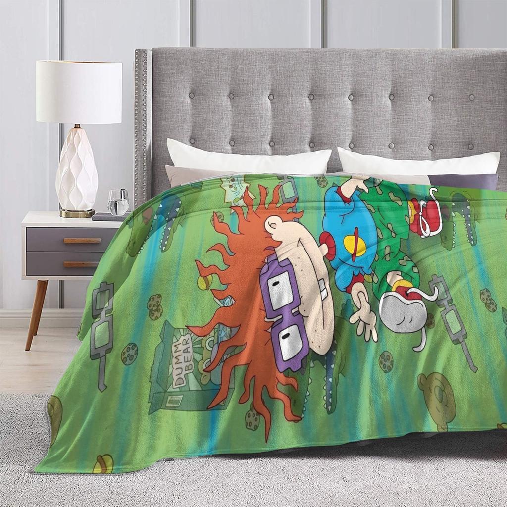 Stylish Rugrat Cartoon Anime  Blanket Super Soft Fleece  Relax Throw Blankets Machine Washable