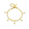 Gold Plated Layered Daisy Anklet, Dainty Paperclip Chain with White Beads & Enamel Daisy Charms, Cute Summer Foot Jewelry for Women Gift