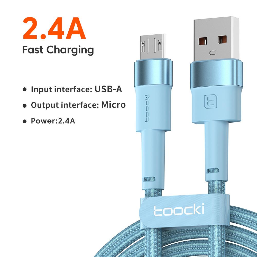 2.4A Fast Charging Cable USB A To Micro USB, Aluminum Alloy Shell Android Charger Cord for Huawei Samsung