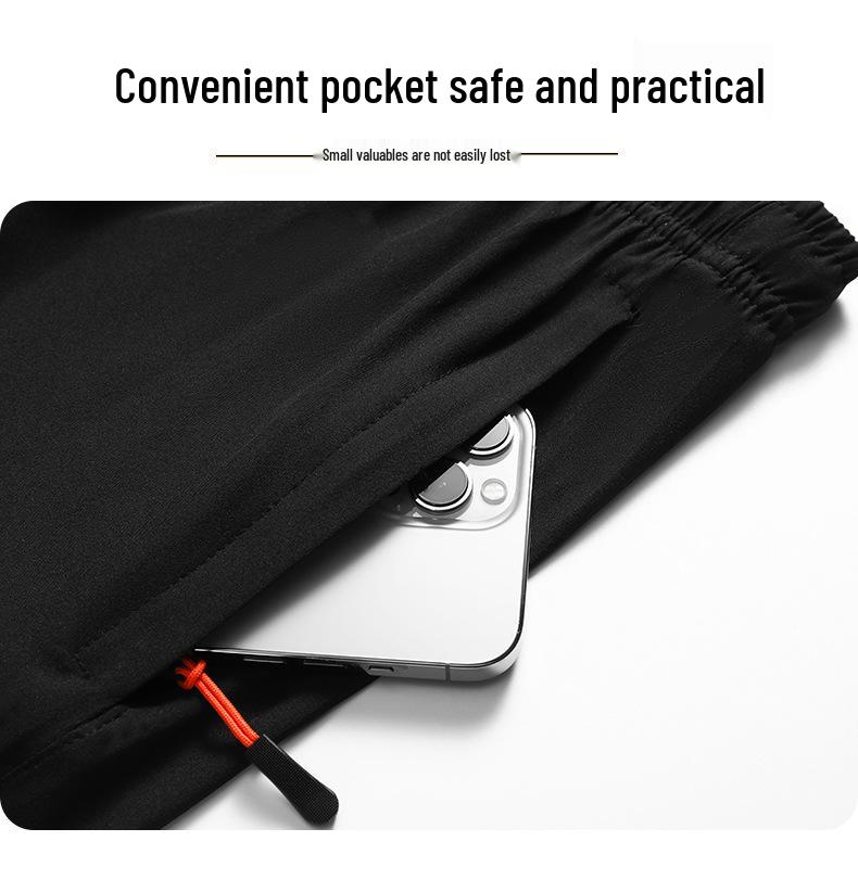 Men's 2025 Summer Reflective Sports Shorts - Ice Silk, Zipper, Four-Way Stretch, Casual Five-Point Pants