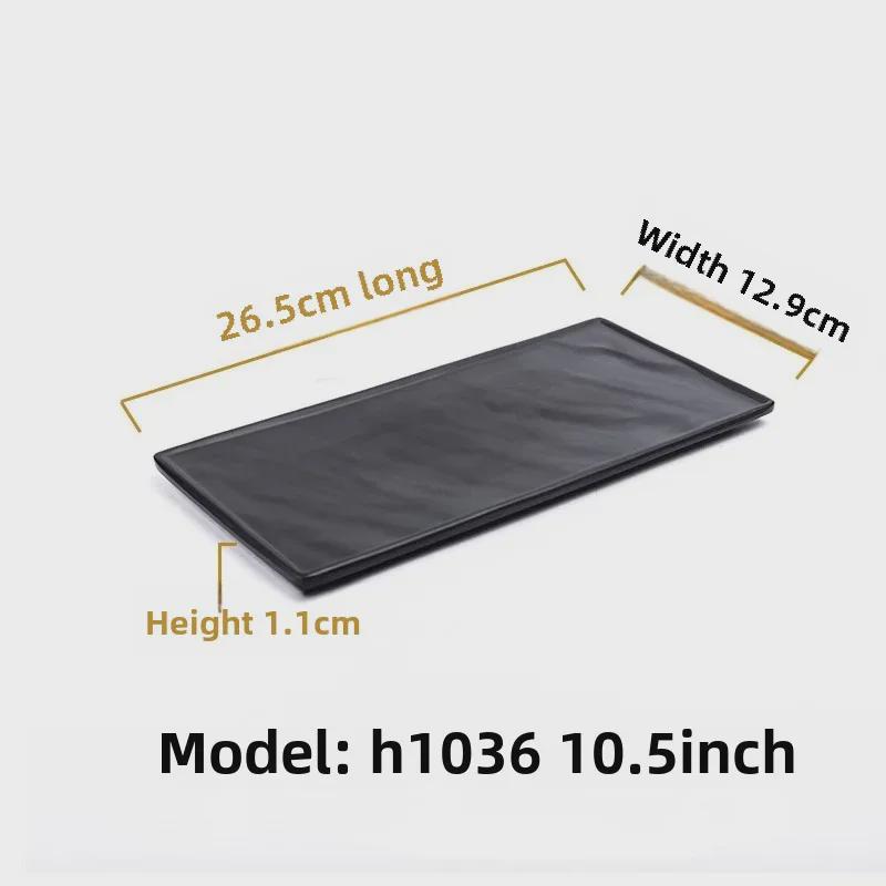 Melamine Black Tableware: Imitation Porcelain Plate for Cold Dishes, BBQ, Hot Pot, and Commercial Use.