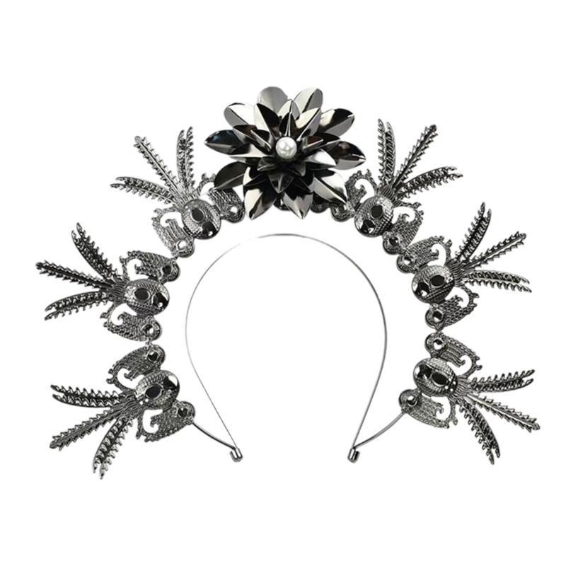 

Gothic Halos Crown Headband Handmade Crystal Tiaras Vintage Goddess Virgin Headpiece for Women Girls Wedding Bridal Gift