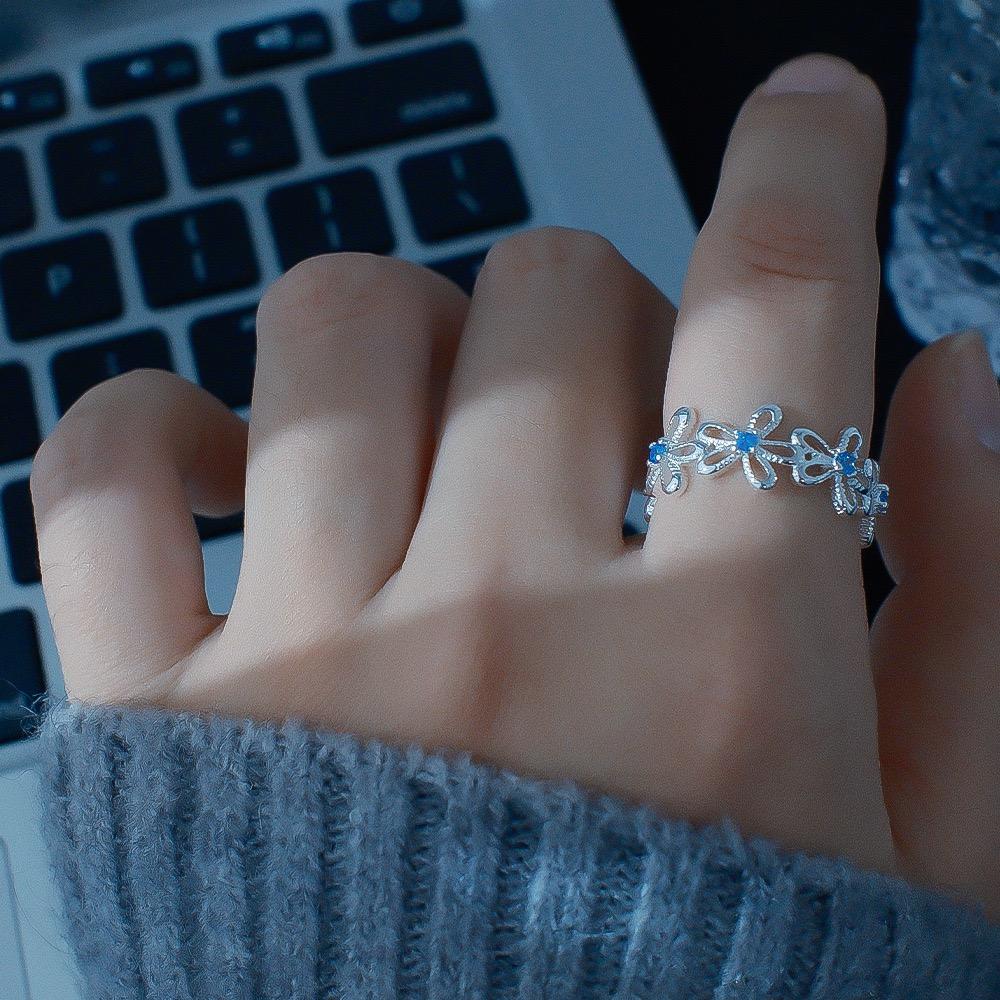 Xiaomi 925 Sterling Silver Rings for Women Couple Minimalist Handmade Simple CZ Hollow Flower Ring Fine Jewelry Gift Prevent Allergy