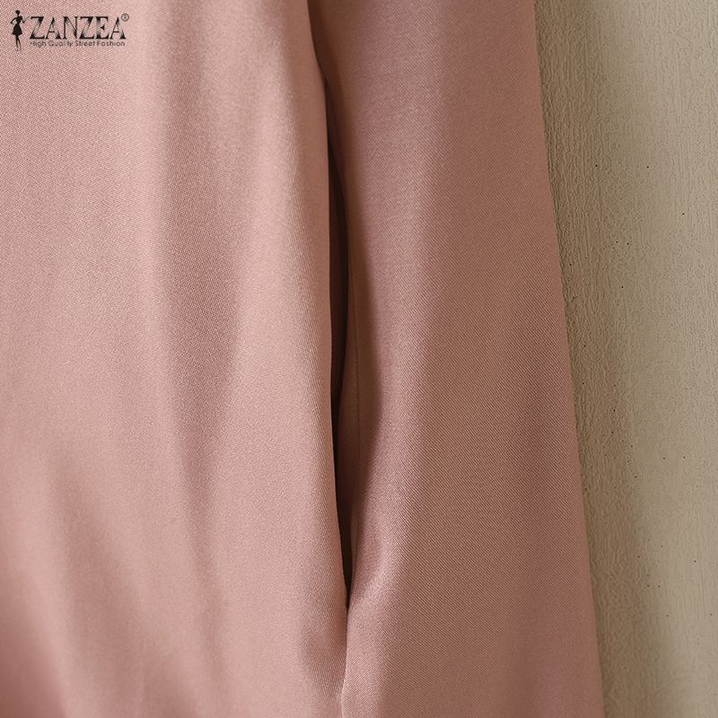 ZANZEA Women Casual Ruffles Splice Round Neck Summer Short Sleeve Dress