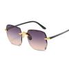 Vintage Rimless Square Sunglasses Woman Luxury Fashion Oversized Sun Glasses Female Retro Pink Black Gradient Mirror Oculos