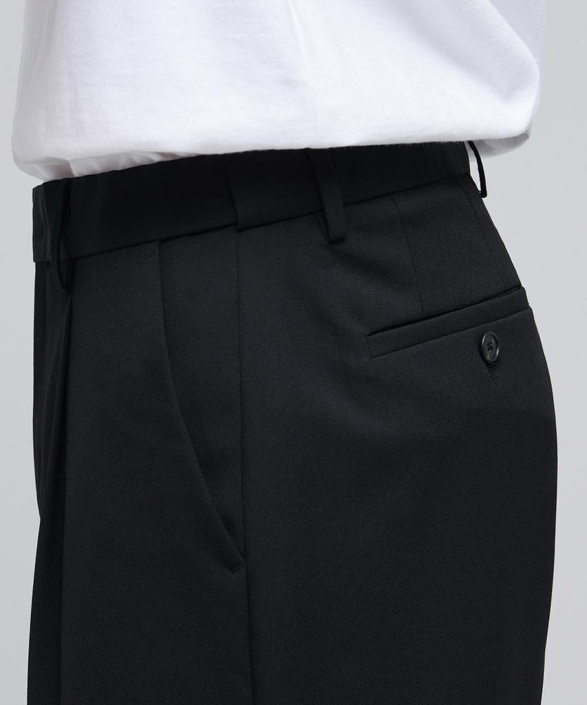 MUSINSA STANDARD Lightweight Wide Hidden Banding Slacks [Black]