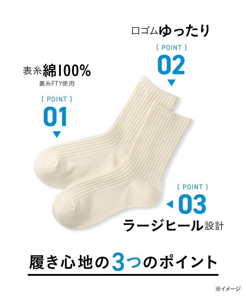 Okamoto Off Ribbed Line Crew Sizes Black +5% Women's Socks, Cotton, Length, 2-Pair/3-Pair Set, Spring/Summer Fit, 23.0cm-25.0cm,