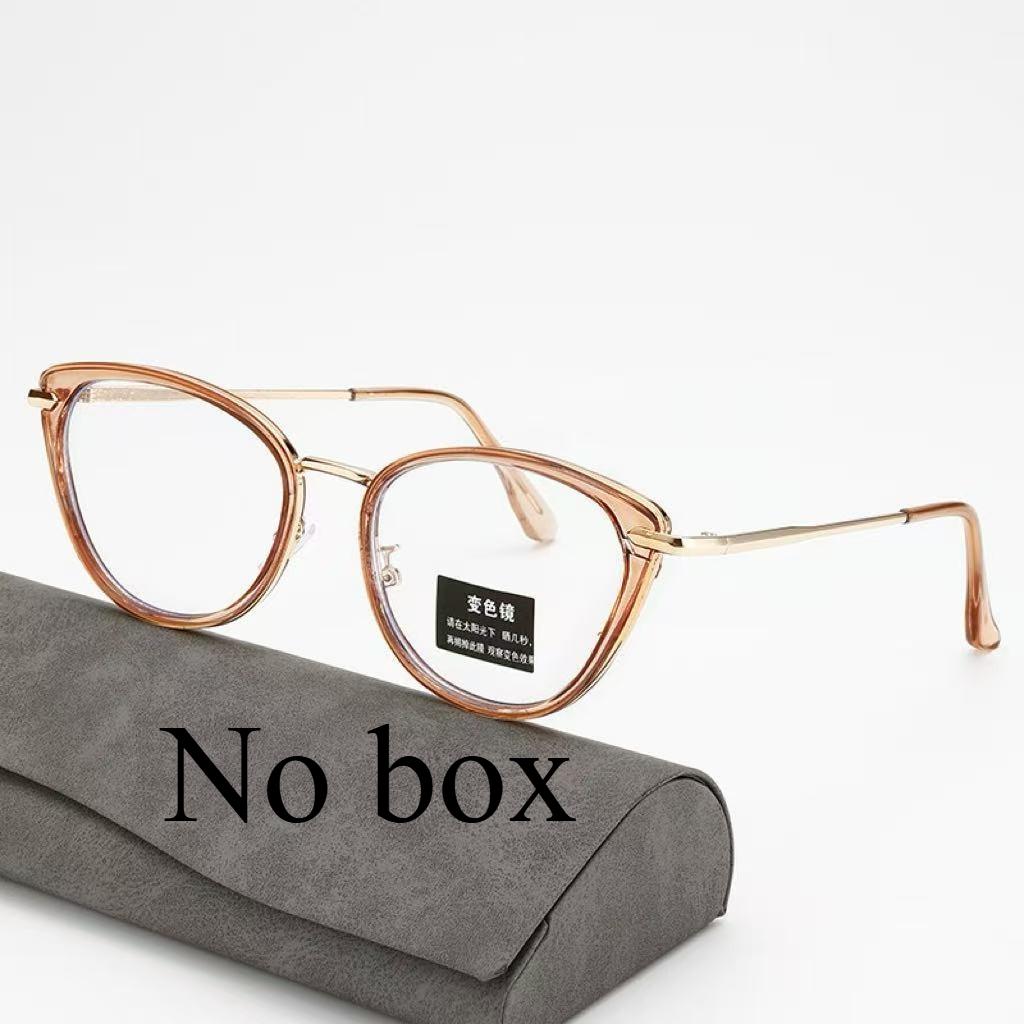 Retro Cat Eye Holder Women's Fashionable Photochromic Anti Blue Light Glasses Metal Frame Glasses Party Glasses