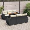 VidaXL Garden Lounge Set 7 Pcs with Cushions Black Wicker 3327220
