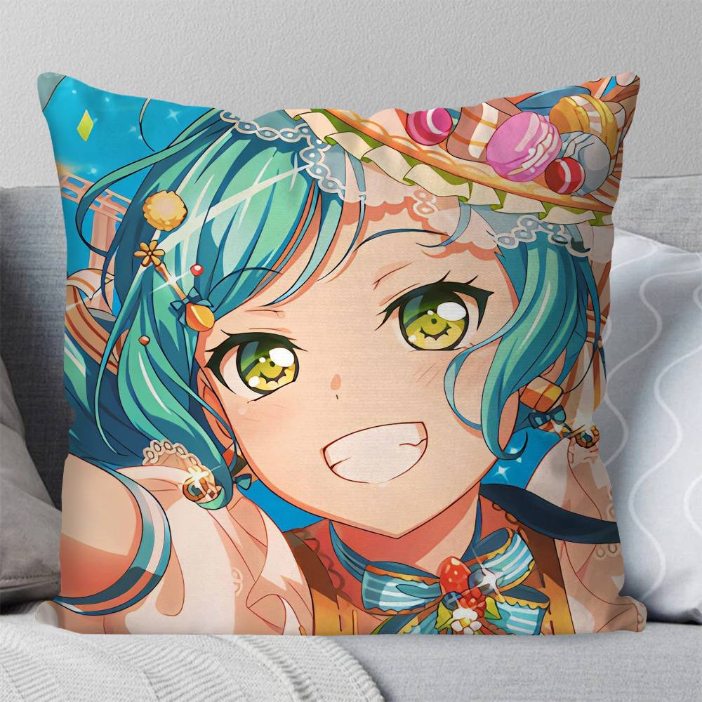 Hikawa Hina Anime BanG DDream Pillow Case Fashion Square Pillowcase Bedroom Sofa Room Ins Decoration Leisure