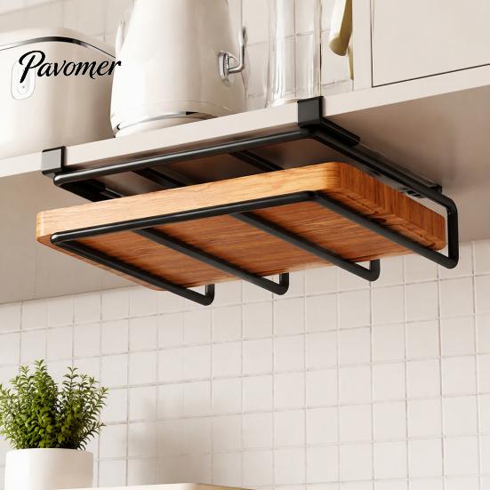 Under Cabinet Storage Iron Cutting Board Rack, Anti-slip Under Cupboard Hanging Kitchen Sink Accessory Organizer, Space Saving Drying Rack for