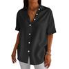 Chemise à manches courtes boutonnée et col pour femme -couleur