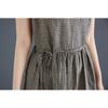 Vintage Plaid Tank Dress Crew Neck Sleeveless Base Dress Women's Long Summer Dress