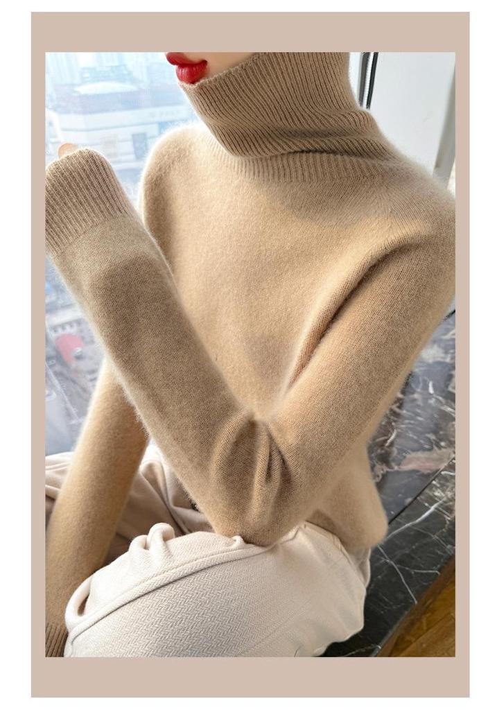 Women's Cashmere High-Neck Sweater, 2025 Style: Thickened Saddle Shoulder, High-End Fashion, Loose Fit