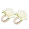 2 SZT. Torba Symulacja Kwiatu Pierścienie na Serwetki Nowoczesny Uchwyt na Serwetki Dekoracje Stołu na Ślub Biały
