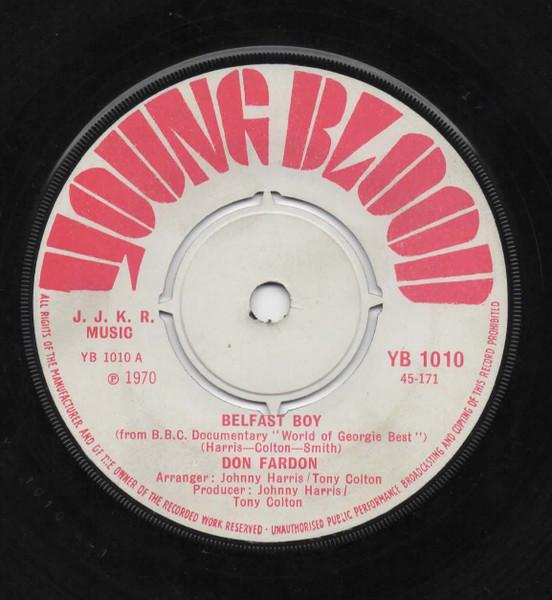 7inch Record DON FARDON - Belfast Boy YB1010 Young Blood 1970 UK Rock Used