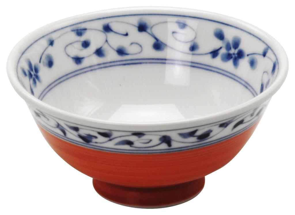 Leichte Reisschale, Teeschale aus Mino-Keramik, 3er-Set, Zinnoberrote Arabeske, Ca.. Durchmesser 12,5 x Höhe 6cm, Geschirrset, Keramik, Mikrowelle,