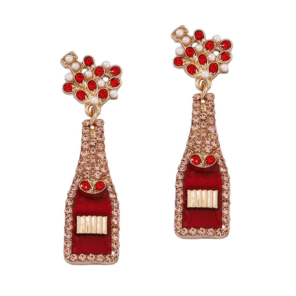 Exquisite Wine Bottle, Red Trend, Fashion Temperament, Versatile, Light Luxury Earrings, Earrings, Women