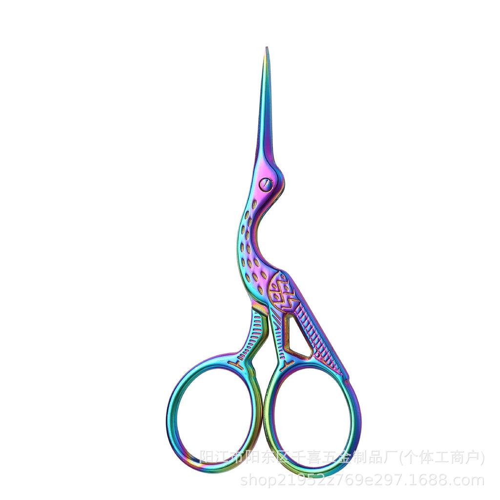 Stainless Steel Copper Crane Scissors Handmade Guochao Floral Scissors Retro Thread Embroidery Scissors Tea Scissors