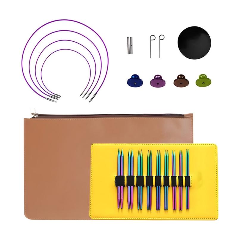 

Interchangeable Circular Needle Set with Case and Accessories 3mm-6.0mm Aluminum Circular Knitting Needle Knitting Tool 1