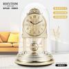 Luxury Gold Table Clock Desktop Clock Office Desk Clock Watches Crystal Rotating Home Decoration Living Room Bedroom Ornaments
