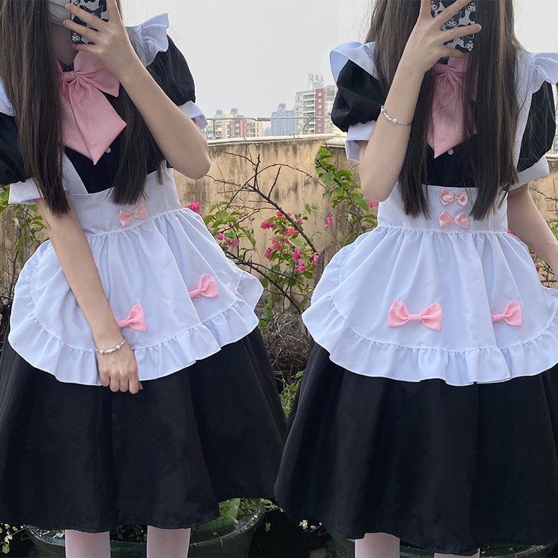 2026 New Black and White Maid Clothing Women's Clothing Daily Loli Maid Cute Dress Large Size