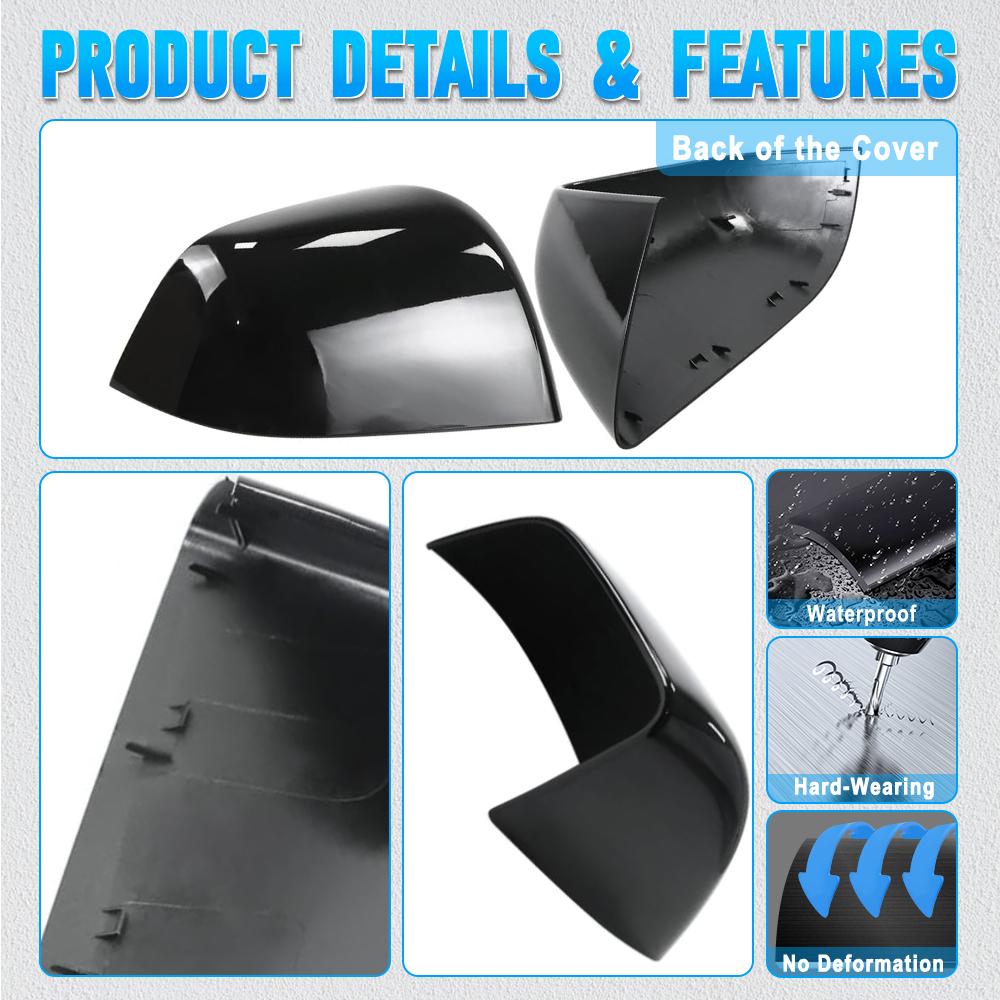 For Tesla Model Y 2020 2026 2026 2026 Pair Side Rearview Wing Mirror Cover Caps ABS Glossy Black/Painted White