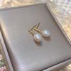 Natural freshwater strong light pearl S925 silver needle stud earrings simple and versatile personality daily rice bead earrings girls