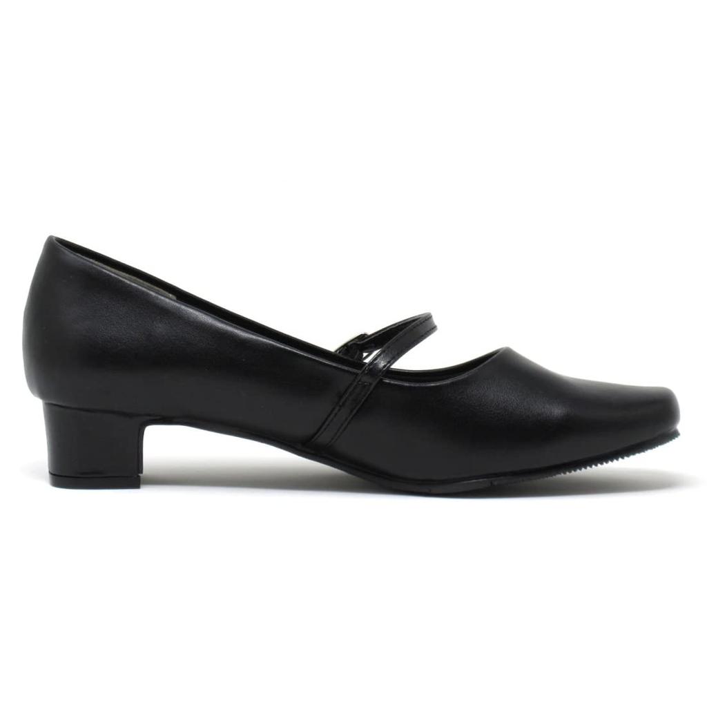 KANDO Strapless Plain Pumps Size Size 4e Plus 01451TW Women's (Black Smooth, 23.5cm) - (Wide Instep, Size) -