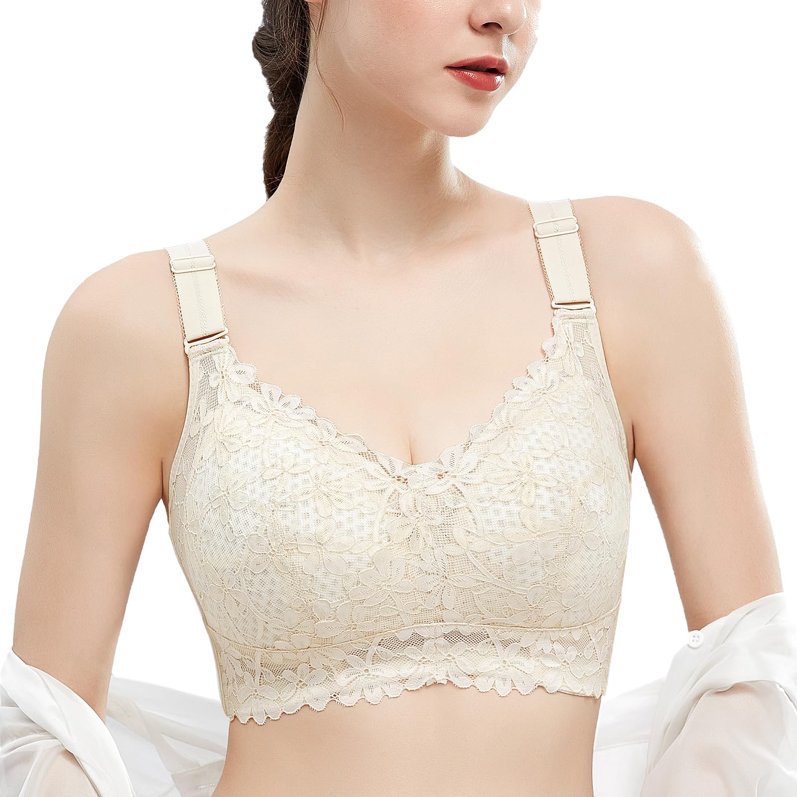 

Корректирующий бюстгальтер полной чашки с широкими бретелями, делающий грудь более подтянутой [TIRASS] бюстгальтер, кружево, бюстгальтер, размер, бретели, бюстгальтер без косточек, бока, меньше, бюстгальтер, слоновая кость