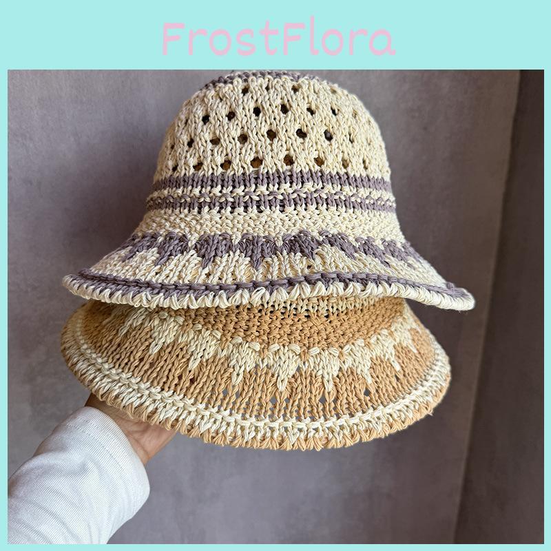 Summer Womens Pattern Hollowed Out Hat With Wide Brim And Breathable Material For Outdoor Fun
