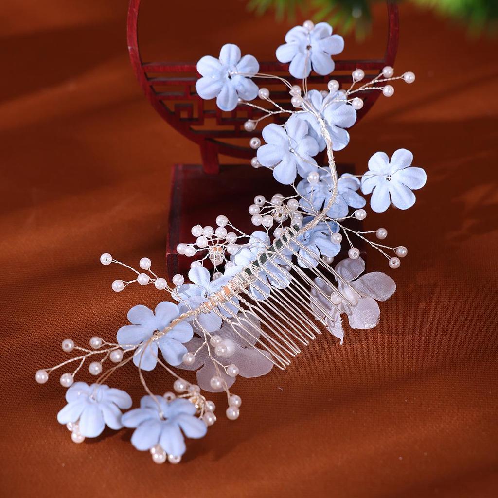 Hand-Woven Pearl Bridal Hair Comb for Photography and Special Occasions