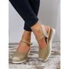 New Fashion Plus Size Women's Closed Toe Wedge Heel Thick Sole Hemp Splicing Roman Sandals