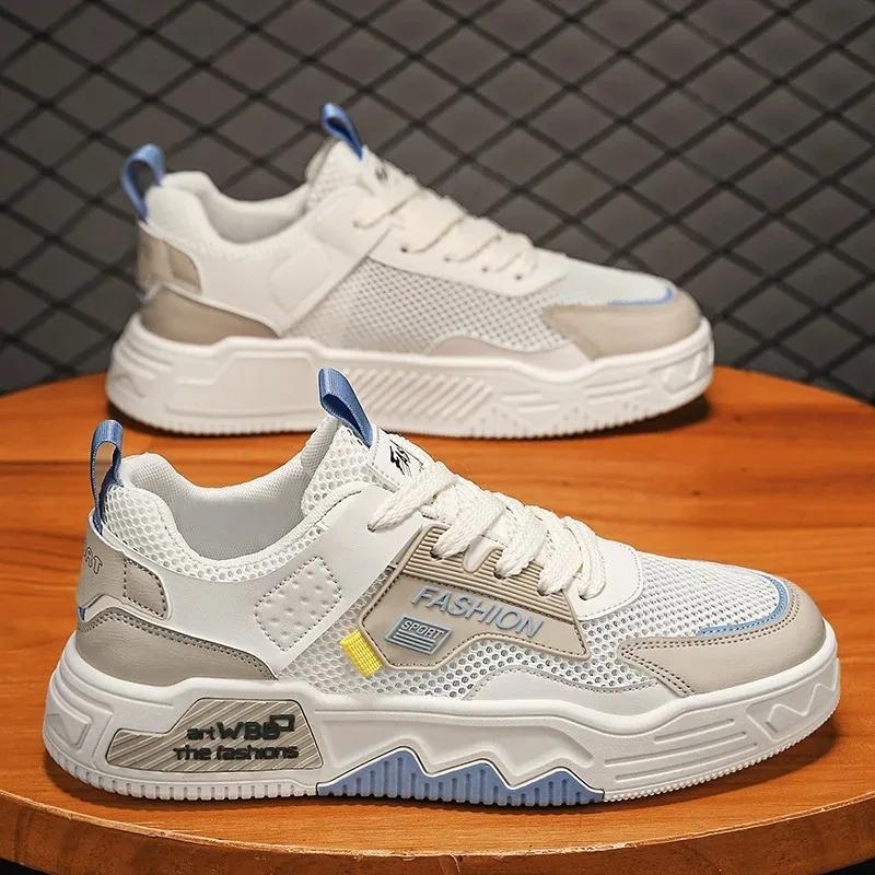 

Fashion Men Shoes 2025 New Summer Breathable Mesh Shoes Versatile Casual Shoes Soft Sole Height Increasing Sneakers Zapatillas Hombre 44 бежевый