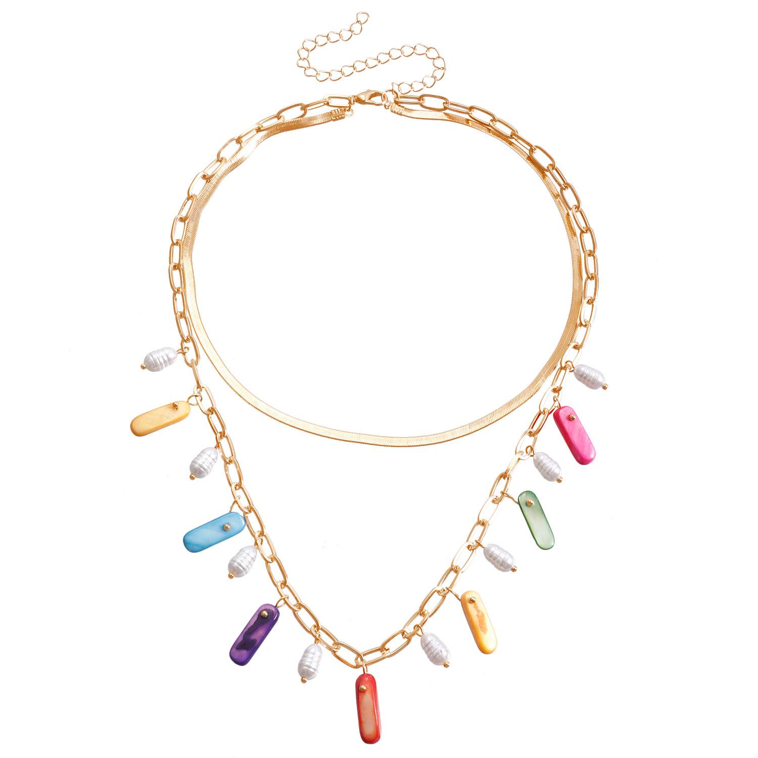 

Женское ожерелье с подвеской Натуральный Геометрический Имитация Жемчуга Ювелирные Изделия Цвет Универсальный Ракушка Ключичная Цепочка золотой