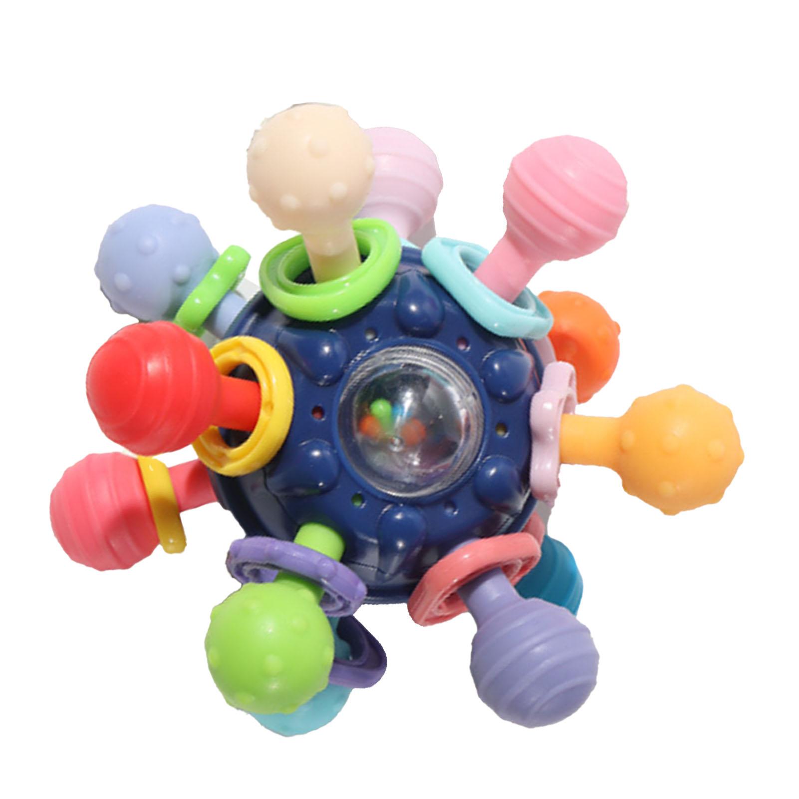 

Детская погремушка для рук, красочная, 12 прорезывателей, массаж десен, развивающие игрушки с кольцами, розовая синий