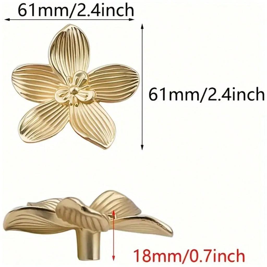 Golden Flower Drawer Pull Creative Petal Cabinet Handle Suitable for Dressing Table Furniture Cabinet HandleHardware Accessories