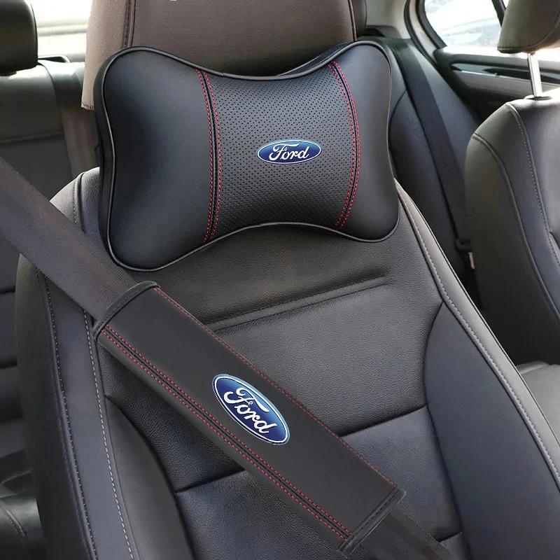 ACV1 2/4PCS Car Headrest Neck Pillow Seat Belt Shoulder Pads for Ford Ranger S-Max Focus Galaxy Mondeo Transit Tourneo Custom Ranger