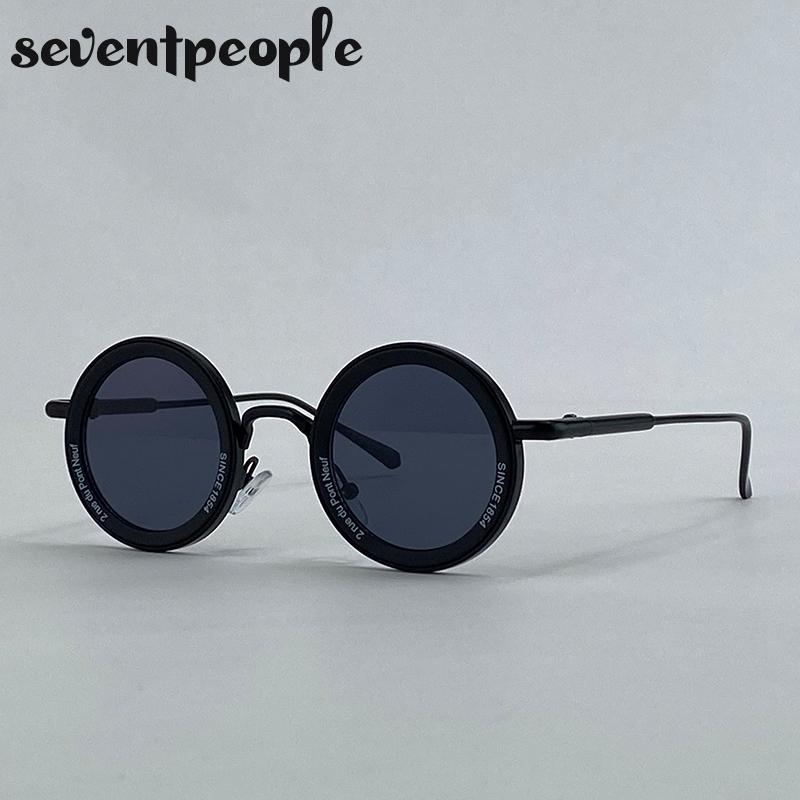 Steampunk Small Frame Round Sunglasses Men Luxury Brand Vintage Metal Sunglass For Ladies Classic UV400 Protection Shades